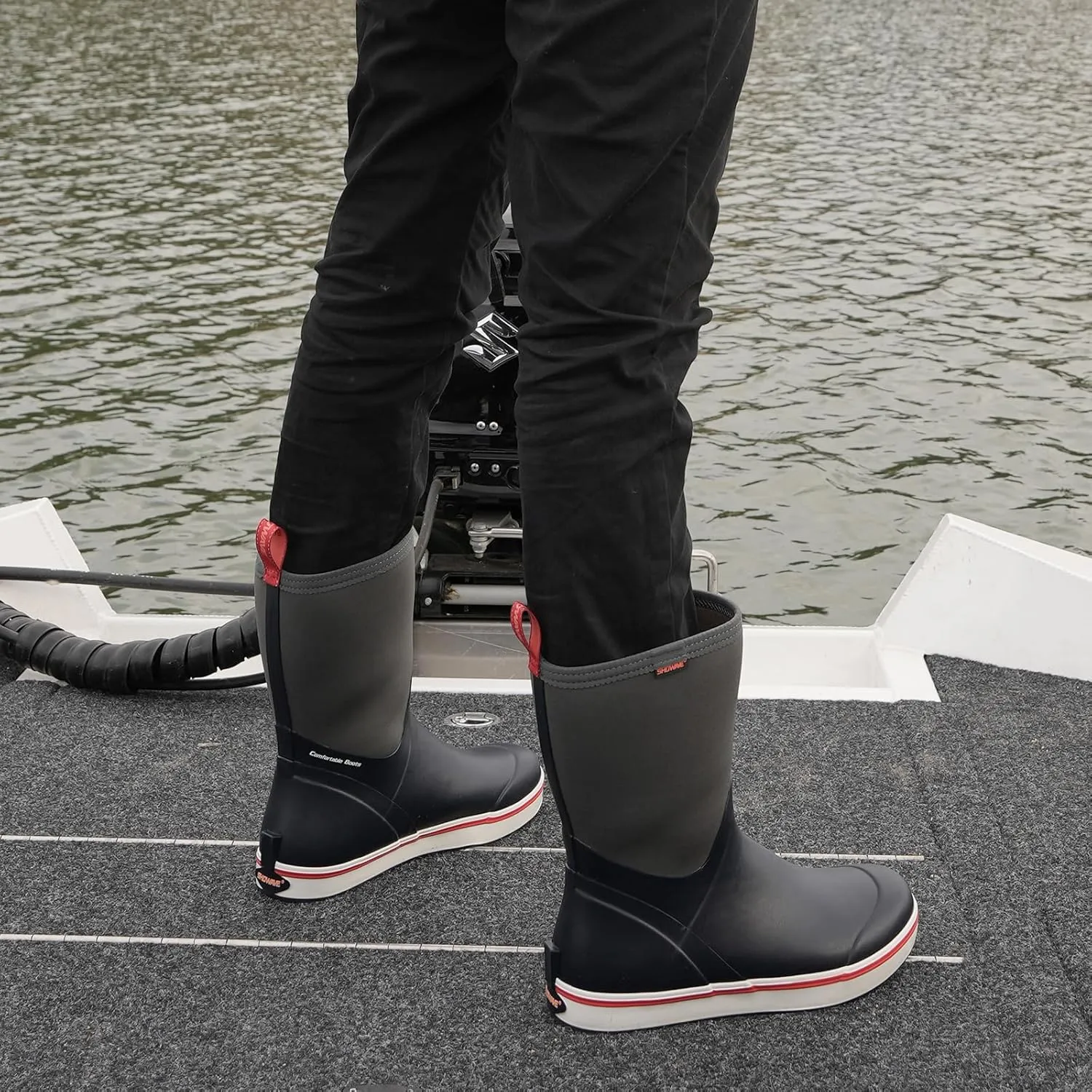 Showave Men's Deck Boots Mid Calf Rubber Boots Waterproof Fishing Sailing Boots Non-Slip Insulated Rain Boots For Outdoor Gardening Mud Yard Working