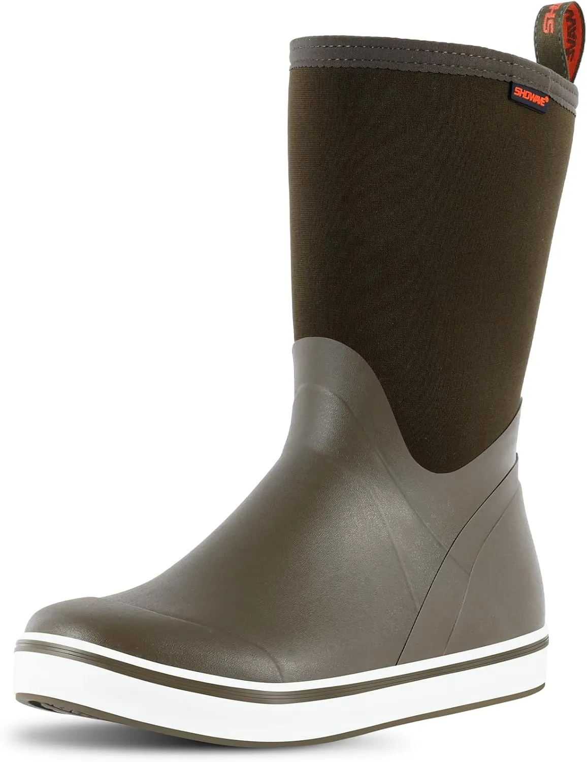 Showave Men's Deck Boots Mid Calf Rubber Boots Waterproof Fishing Sailing Boots Non-Slip Insulated Rain Boots For Outdoor Gardening Mud Yard Working