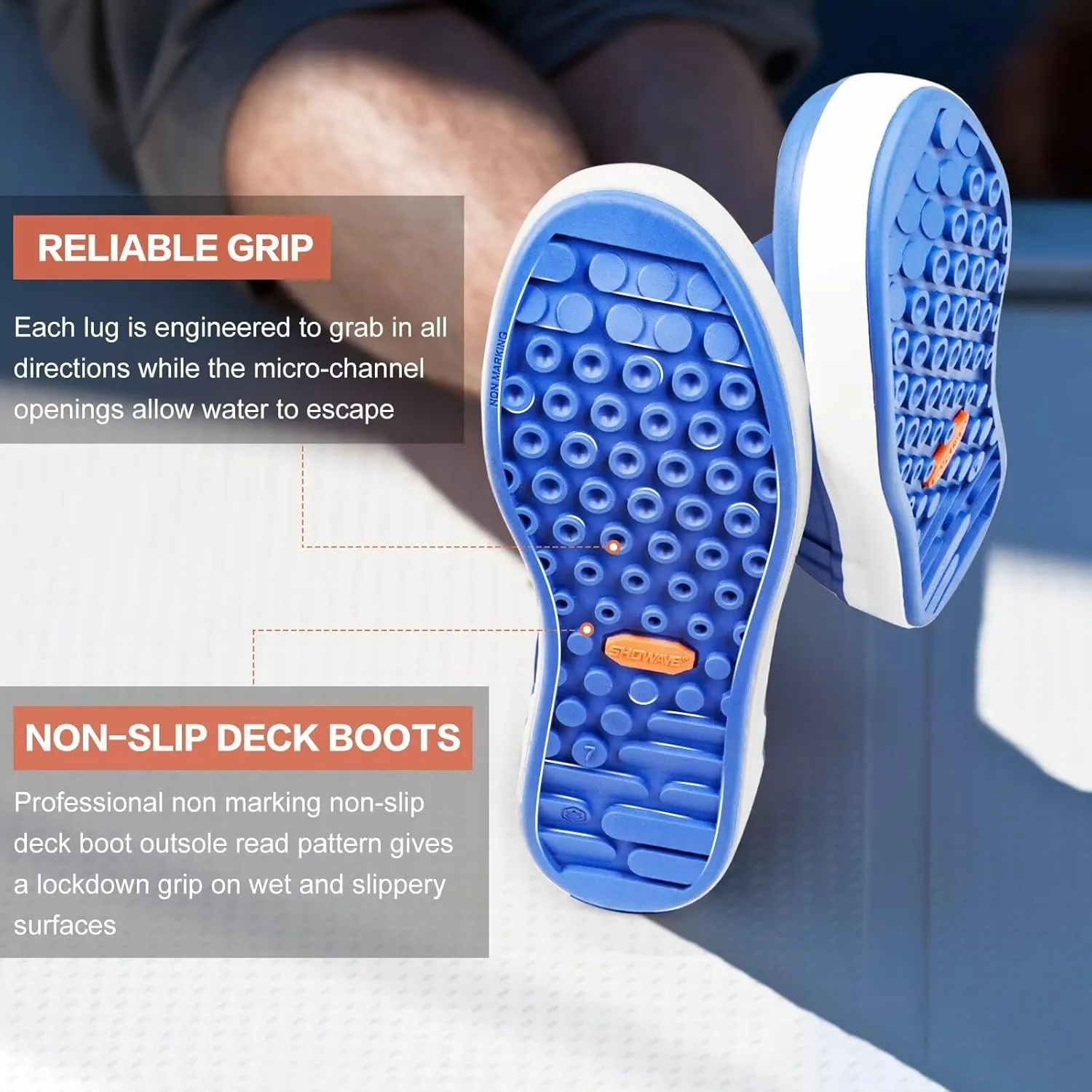 Showave Men’s Deck Boots Waterproof Ankle Saltwater Rain Boot Fishing Rubber Boots Slip On Neoprene Boat Booties Work Sailing Boot For Men
