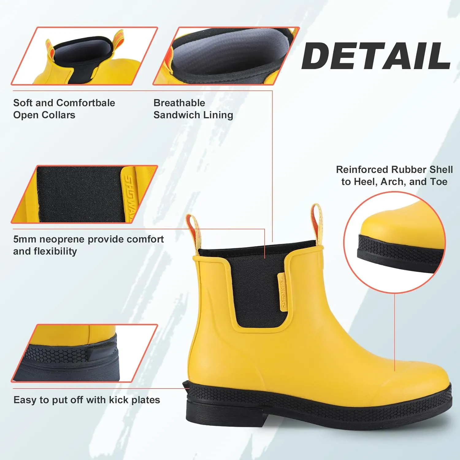 Showave Women's Rain Boots Waterproof Insulated Rubber Neoprene Boots Anti-slip Short Garden Booties Comfortable Sports Sole for Outdoor Mud Yard Farm Working
