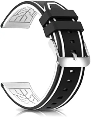 Silicone Watch Bands Divers Model Replacement Rubber Watch Strap 20mm 22mm 24mm 26mm Waterproof Line Bicolor Silver Buckle for Men and Women Sport
