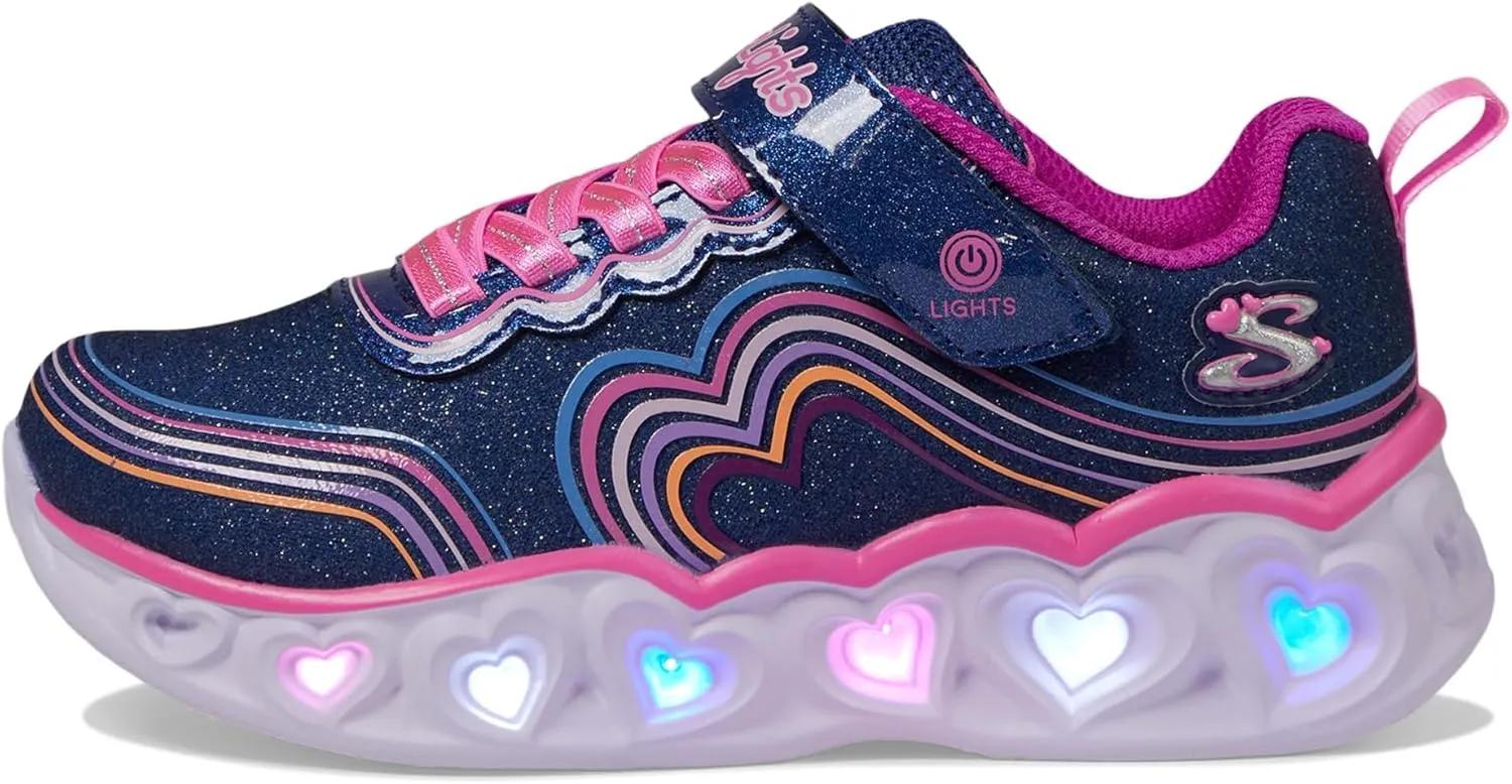Skechers Unisex-Child Lights-Retro Hearts Sneaker