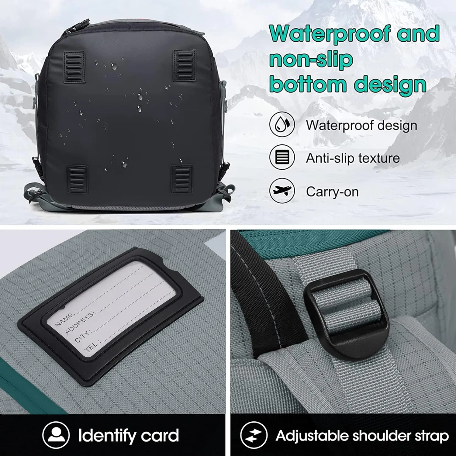 Ski Boot Bag, 55L Waterproof Ski and Snowboard Boots Travel Backpack for Skis, Snowboard, Ski Helmet, & Accessories