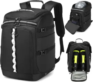 Ski Boot Bag, 65L Ski Boot Travel Backpack for Ski Helmet, Goggles, Gloves, Skis, Snowboard & Accessories, Waterproof Ski Bag, Durable and Stylish