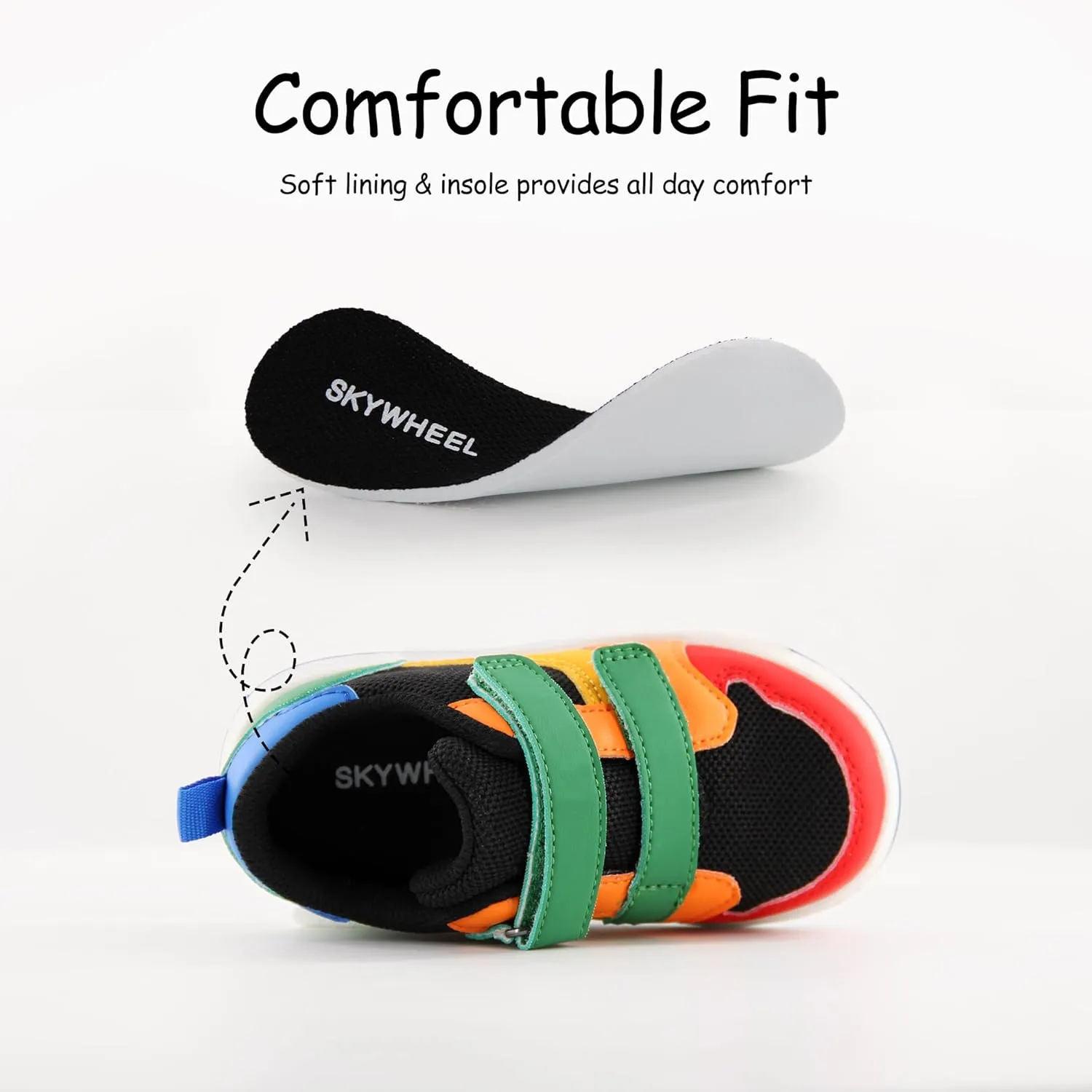 SKYWHEEL Toddler Boys Girls Tennis Shoes Kids Slip On Barefoot Shoes Wide Casual Walking Running Sneakers for Little Kids