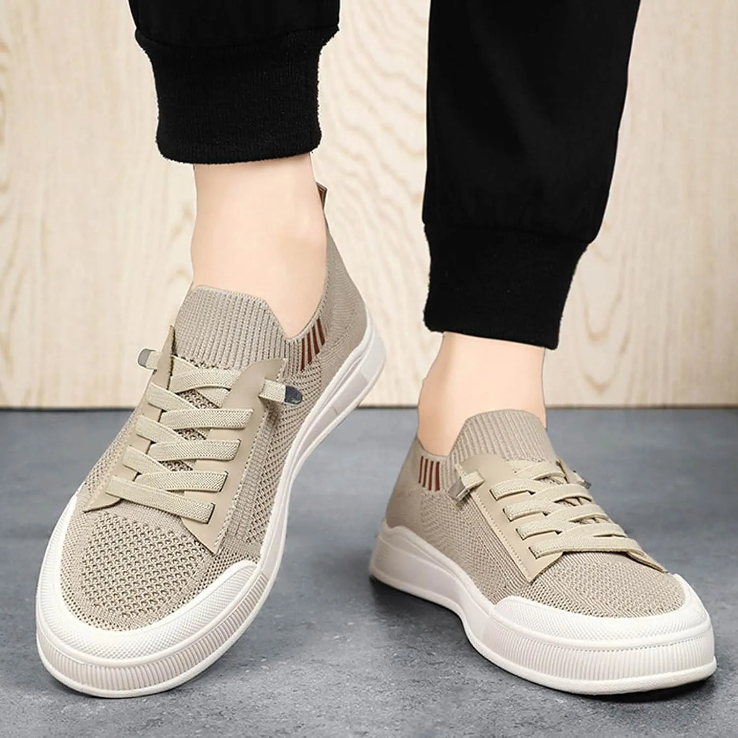 Sneakers Business Breathable Men's Casual Woven Flat Shoes Solid Color Breathable Single Shoes