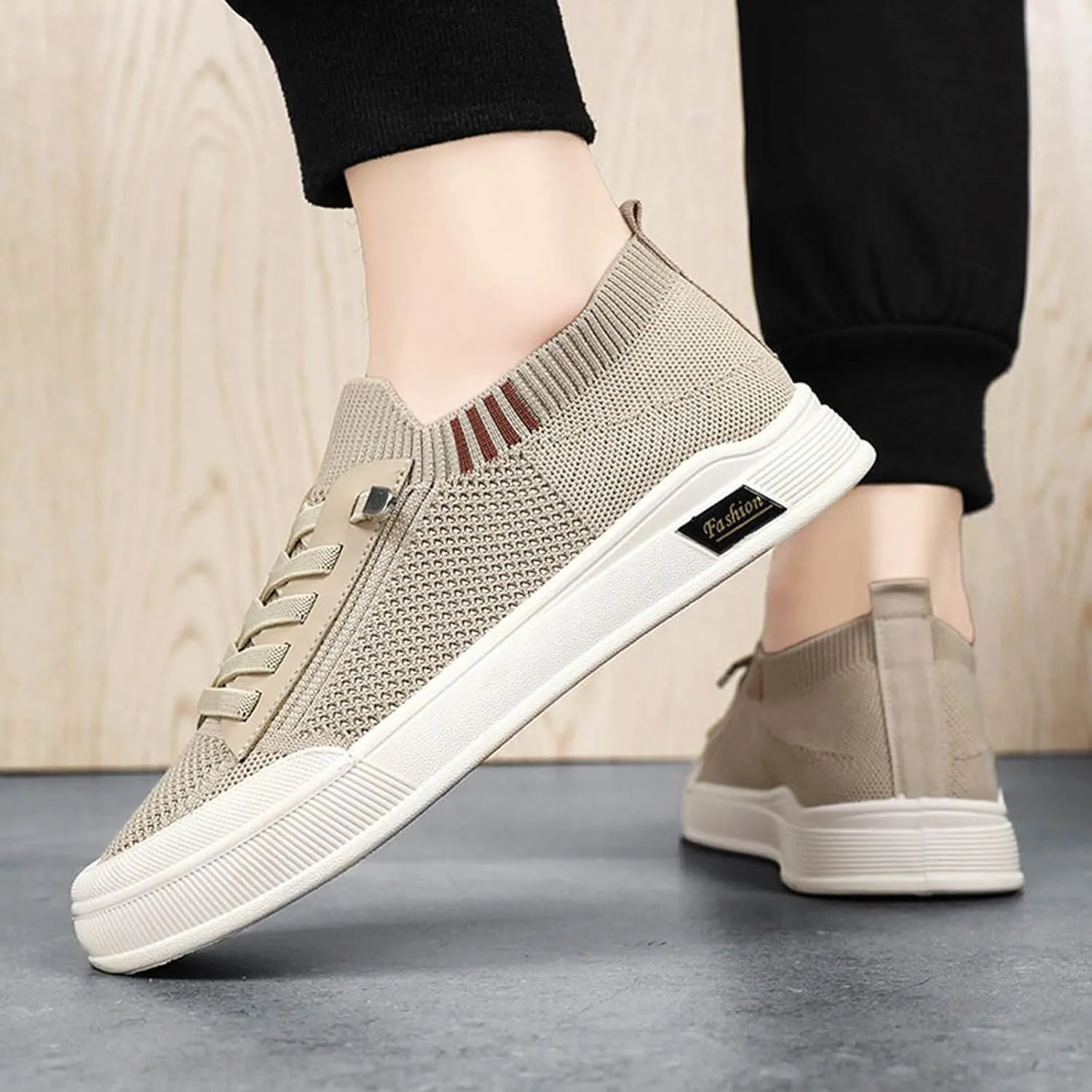 Sneakers Business Breathable Men's Casual Woven Flat Shoes Solid Color Breathable Single Shoes