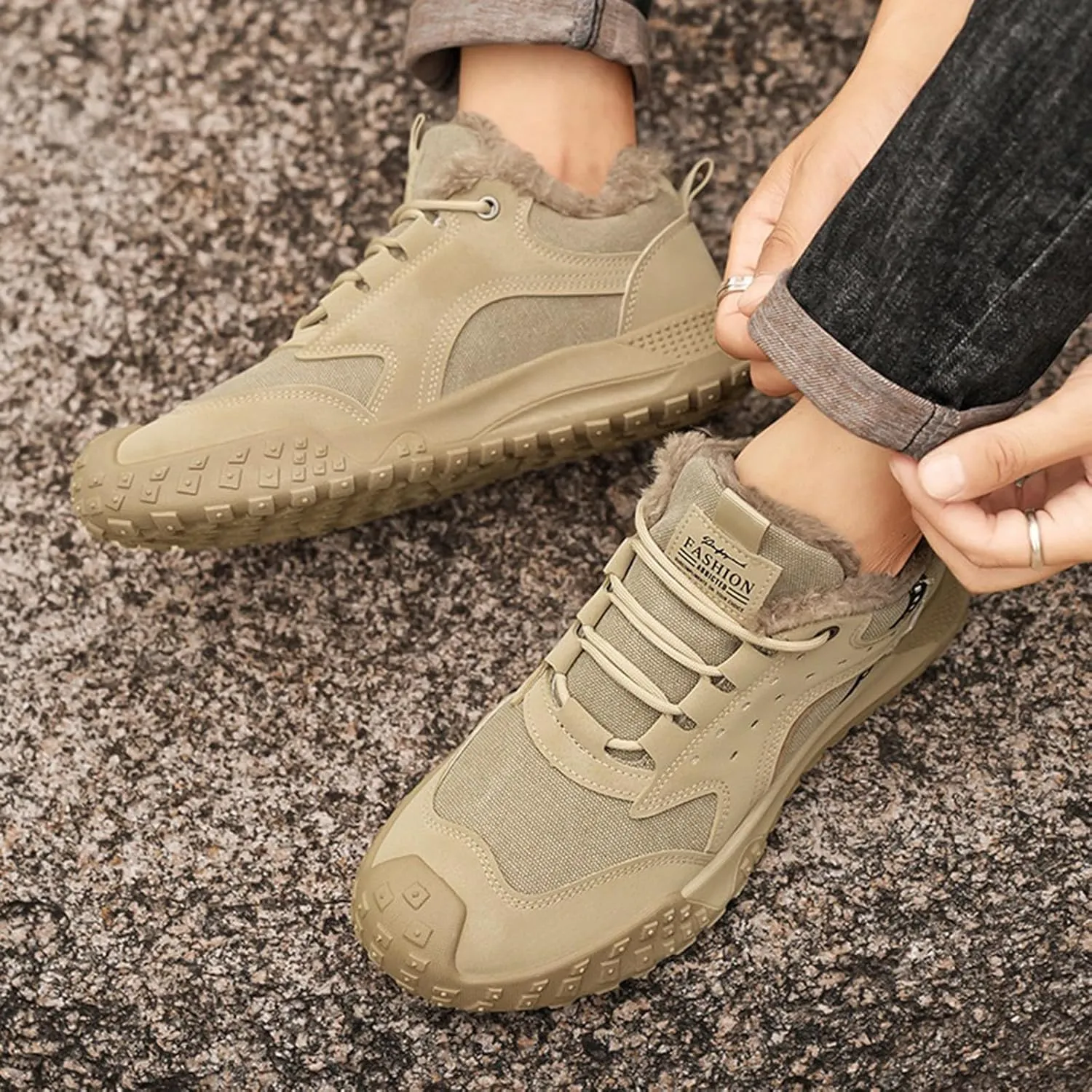 Snow Shoes for Men Lace Up Plush Lined Walking Sneaker Non-Slip Womens Winter Boots