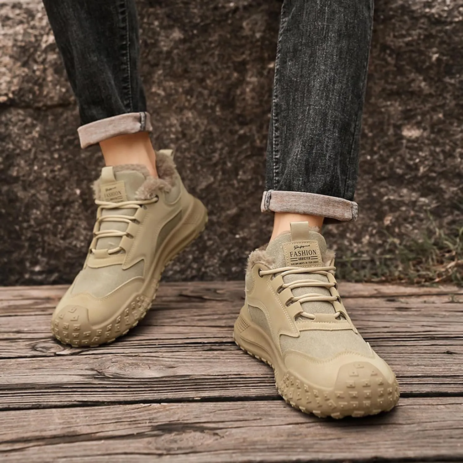 Snow Shoes for Men Lace Up Plush Lined Walking Sneaker Non-Slip Womens Winter Boots