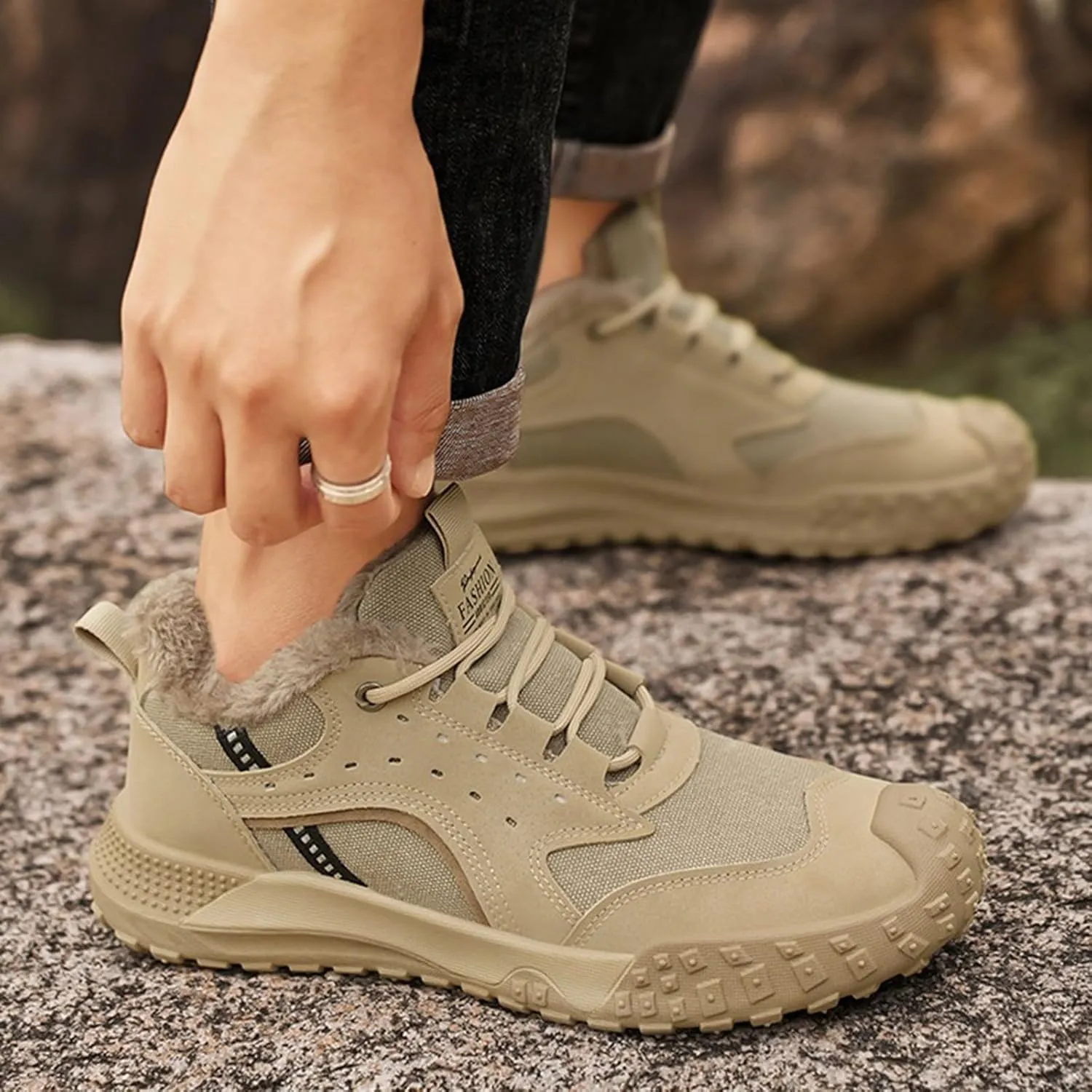 Snow Shoes for Men Lace Up Plush Lined Walking Sneaker Non-Slip Womens Winter Boots