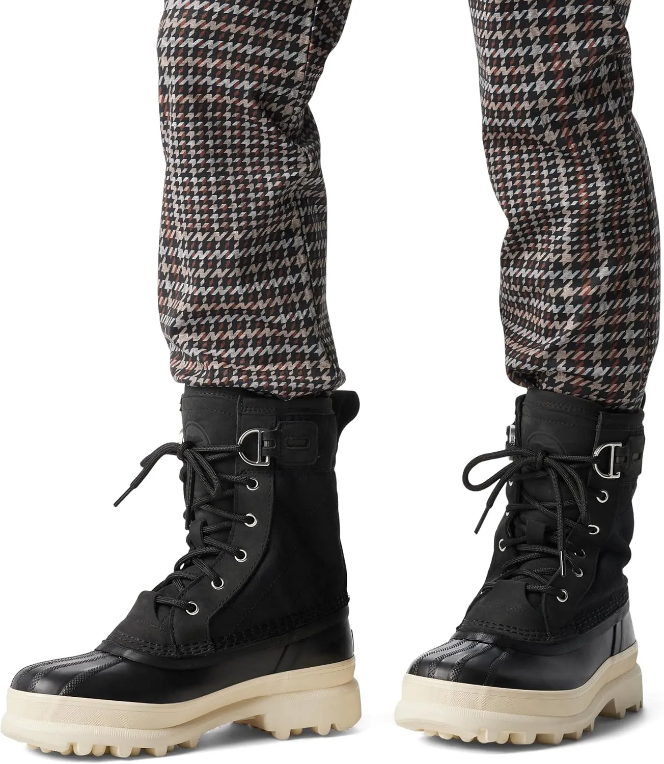 SOREL Women's Caribou Royal Waterproof Boot - Black, Chalk - 10