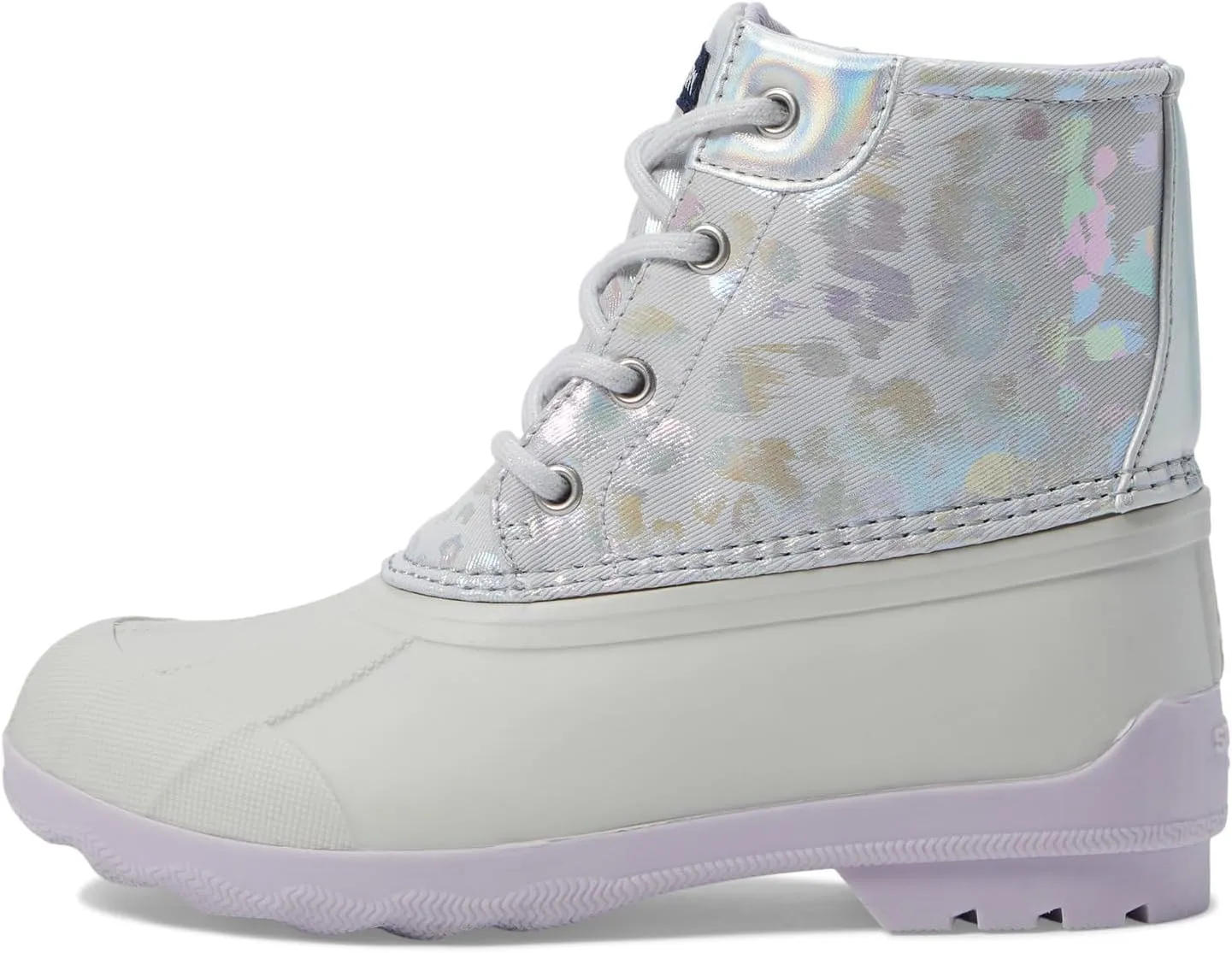 Sperry Kids Girls Port Metallic Leopard Print Duck Casual Boots Ankle - Grey