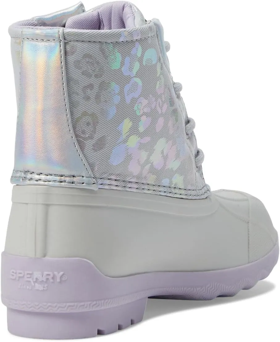 Sperry Kids Girls Port Metallic Leopard Print Duck Casual Boots Ankle - Grey