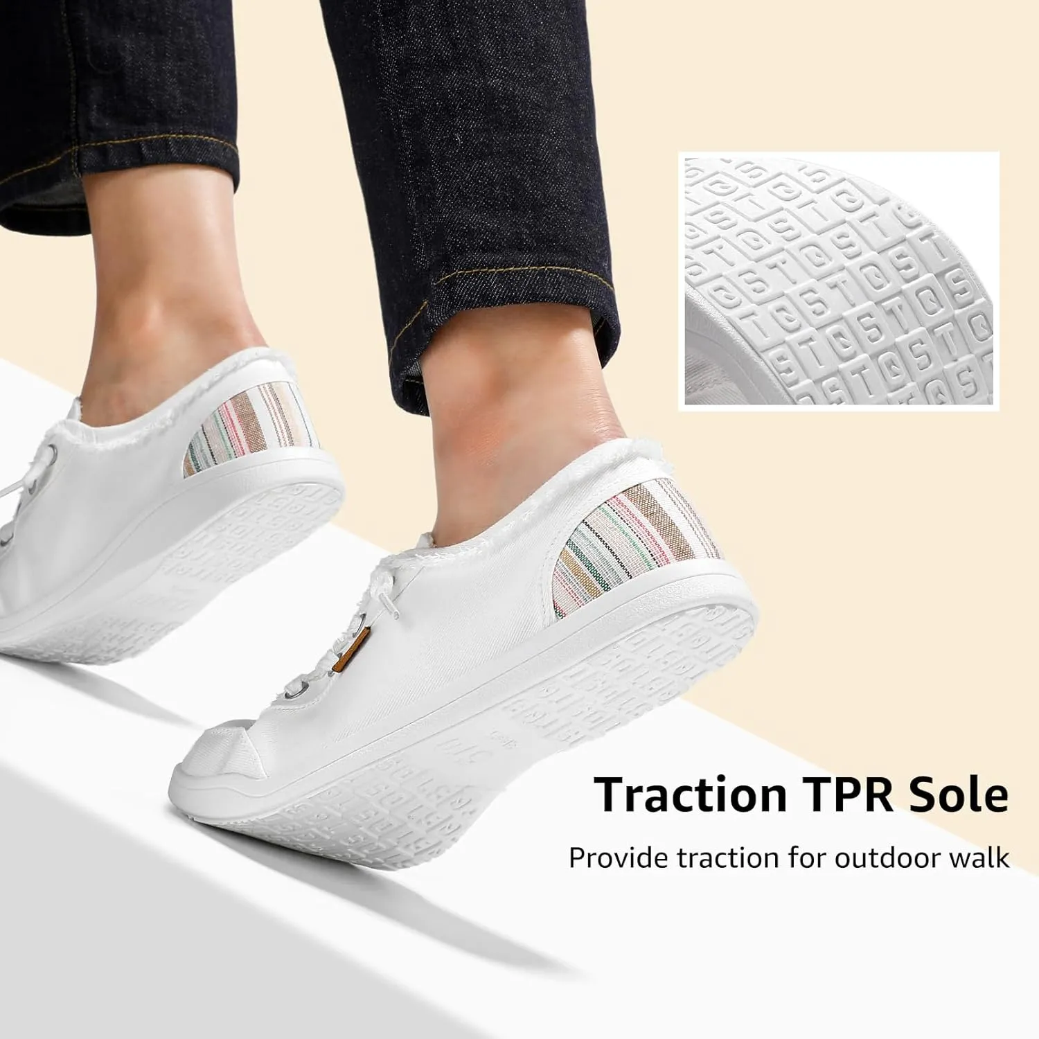 STQ Women Slip On Shoeswith Orthopedic Insole Low Top Classic Fashion Canvas Sneakers | Plantar Fasciitis Shoes