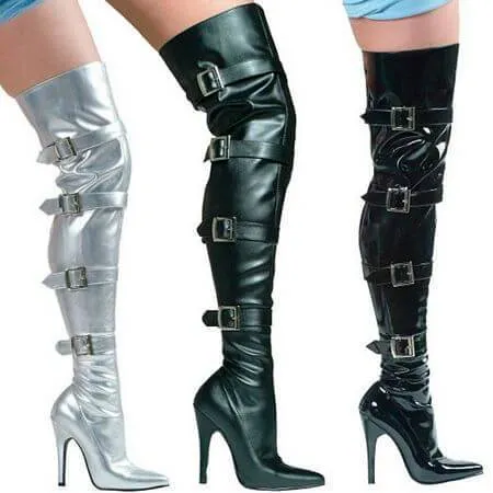 Stretch Thigh Boot With Buckles