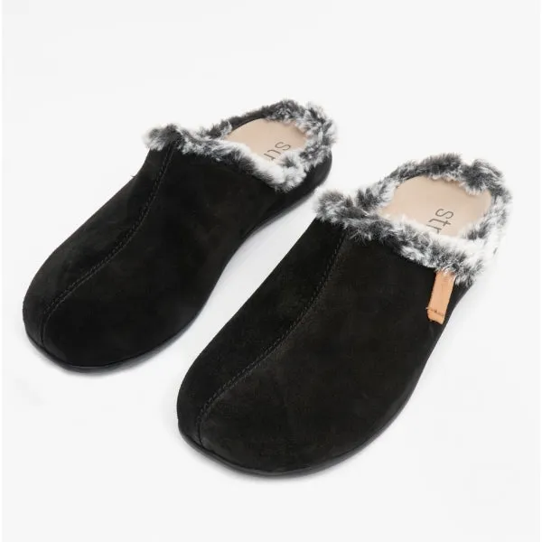 Strive LUXEMBOURG Mens Leather Mule Slippers Black