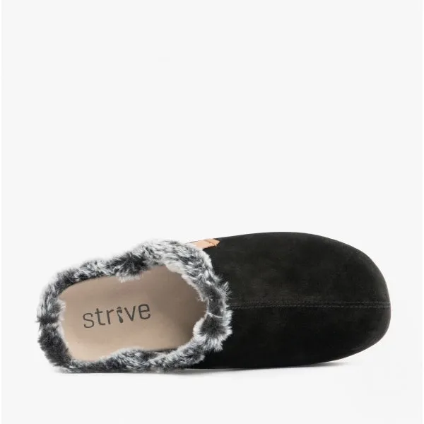 Strive LUXEMBOURG Mens Leather Mule Slippers Black
