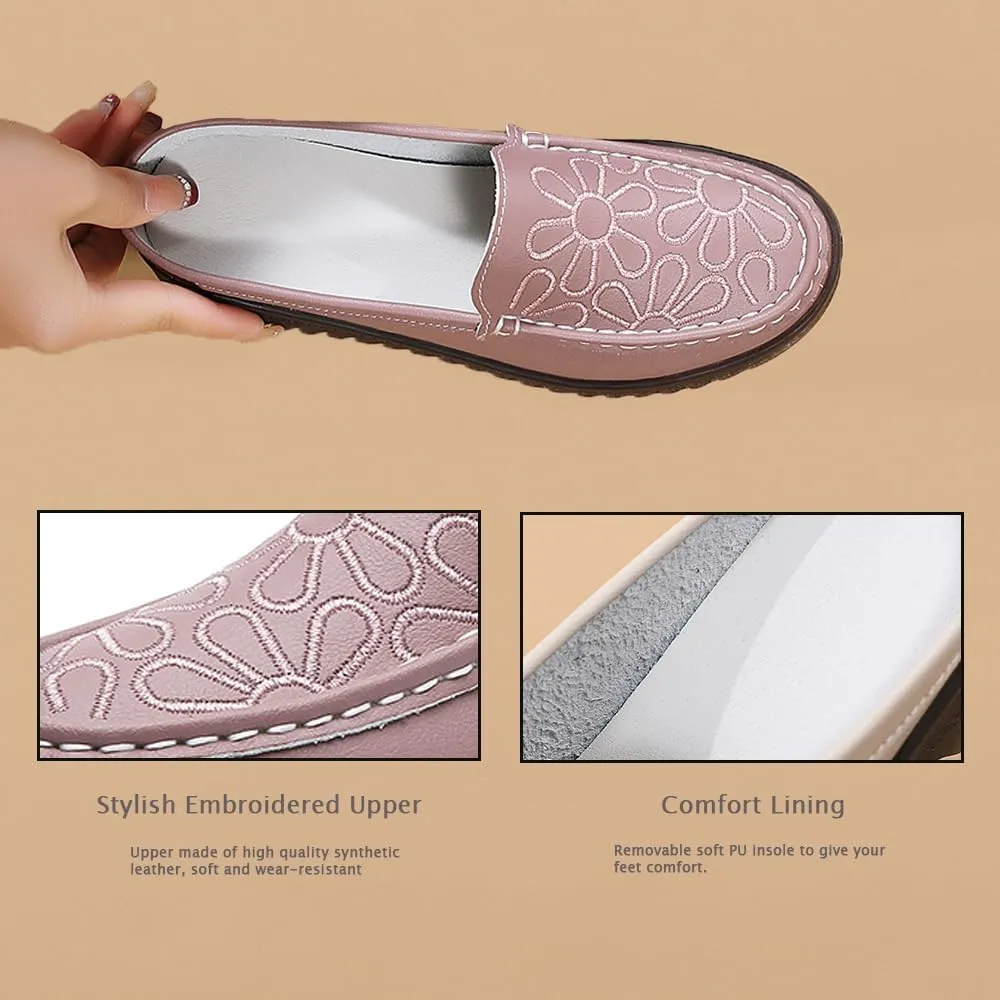 Succttssful Women's Closed Toe Mules Sandals for Walking: Backless Flats Loafers for Office - Casual Leather Mules for Girls