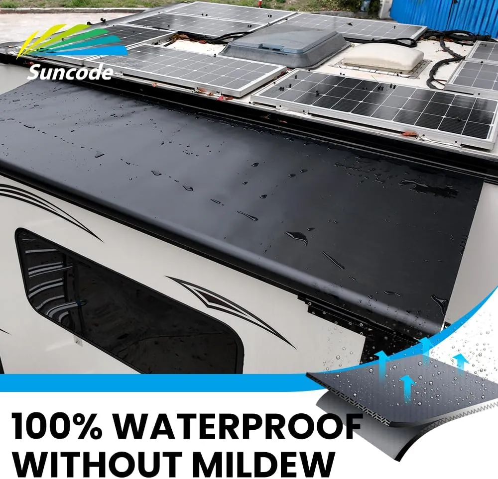 Suncode Slide Topper Awning Black RV Slide Out Awning Slide Out Protection Modular Designed for RVs,Travel Trailers,5th Wheels,and Motorhomes 14'1"(13'7"Fabric)