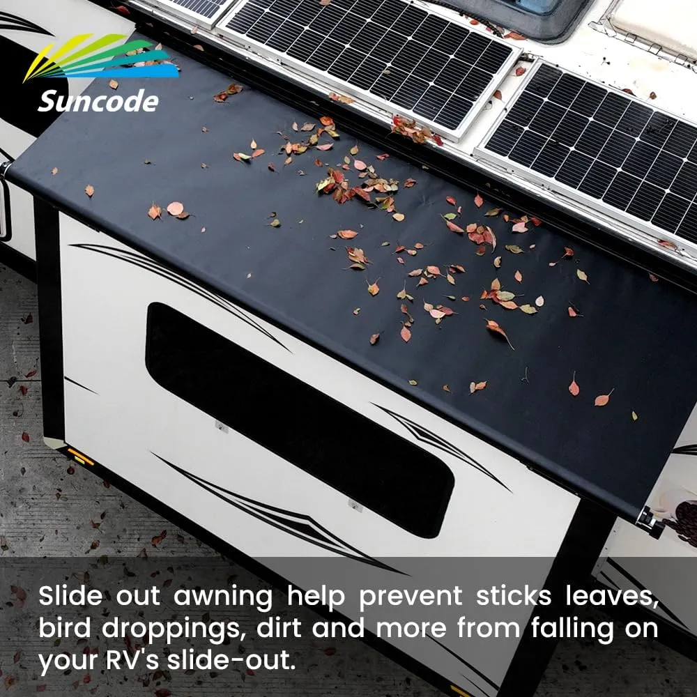 Suncode Slide Topper Awning Black RV Slide Out Awning Slide Out Protection Modular Designed for RVs,Travel Trailers,5th Wheels,and Motorhomes 14'1"(13'7"Fabric)