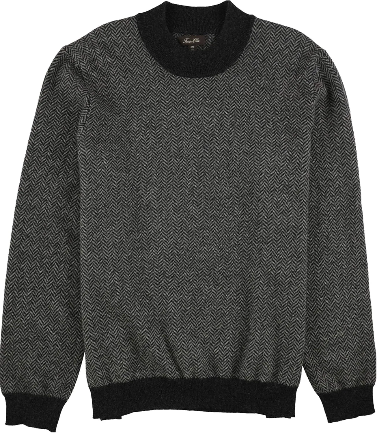 Tasso Elba Mens Herringbone Pullover Sweater, Grey, Medium