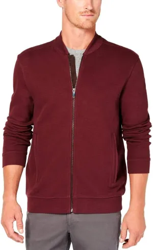 Tasso Elba Mens Sweater Royale Full Zip Two-Pockets Red 2XL