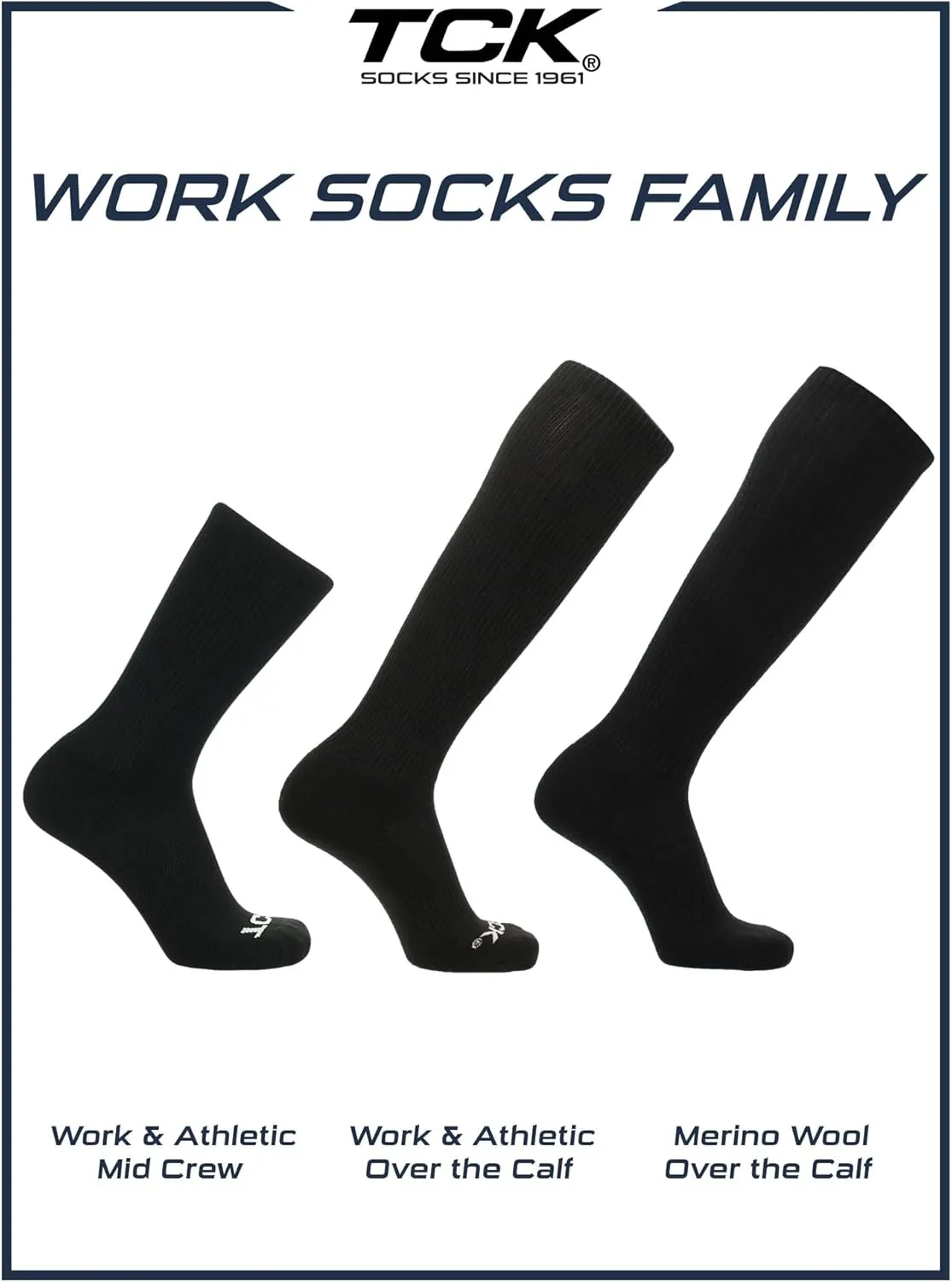 TCK Moisture Wicking Work Crew Socks for Men & Women- 9-11/10-13/13-15 Cushioned Boot Socks 6-pack 3-pack 12-pack