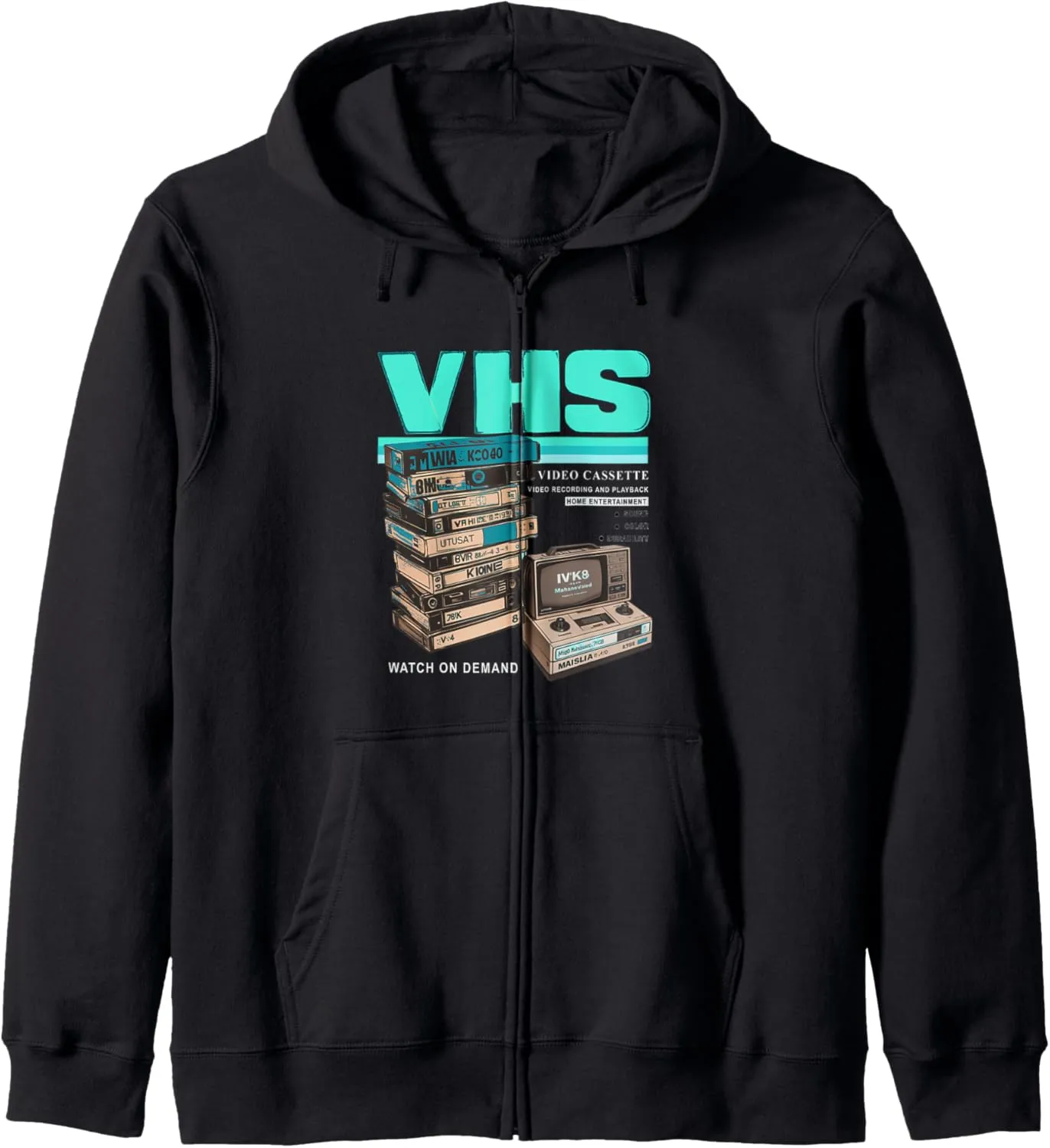 Teal Aqua Watch Your Own Pockets Teal Aqua Graphic Zip Hoodie
