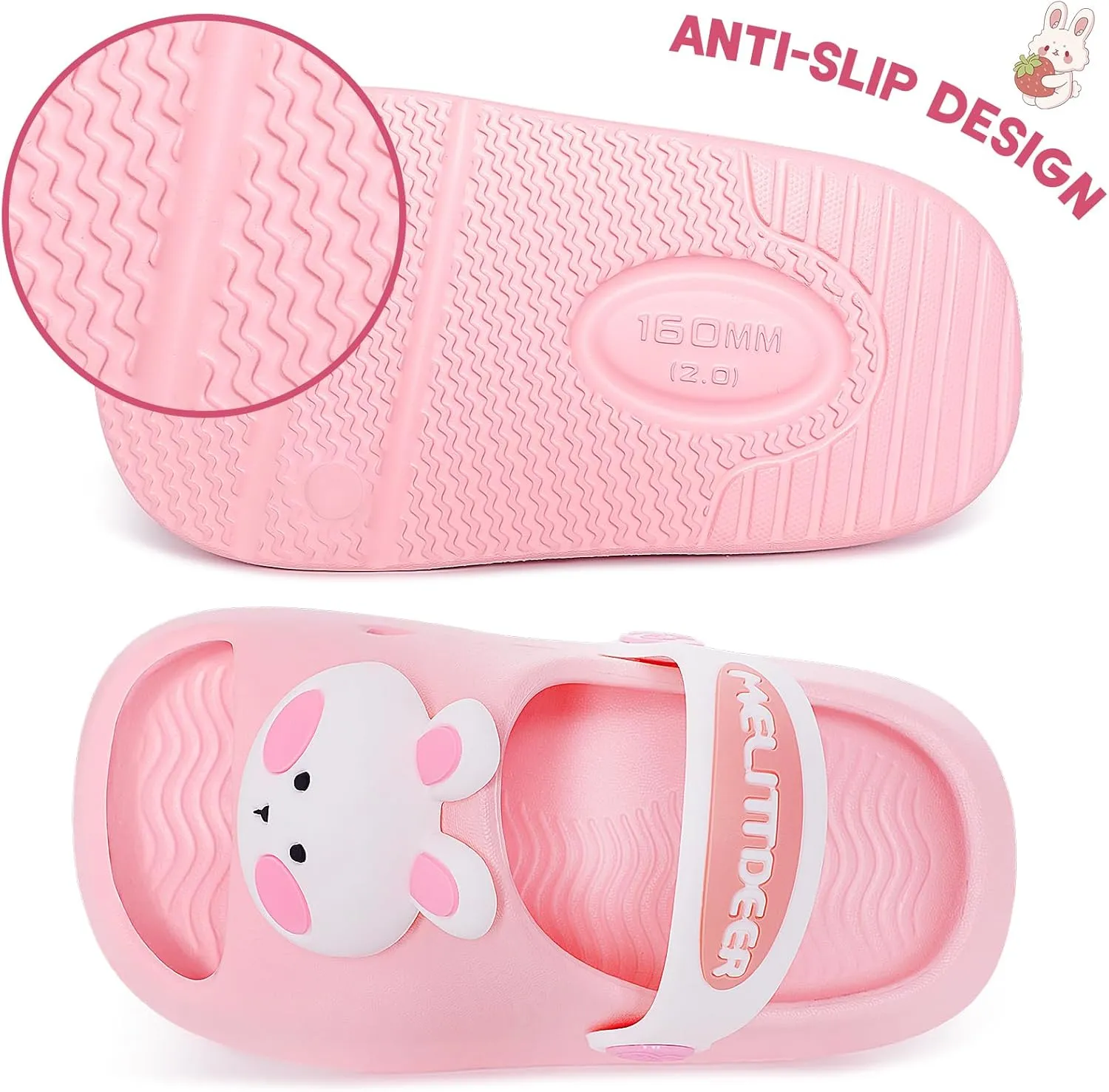 techcity Toddler Little Kids Slide Sandals Cute Summer Shower Beach Pool Slippers Thick Sole Slip On Sandals Water Shoes with Backstrap Boys Girls Clogs