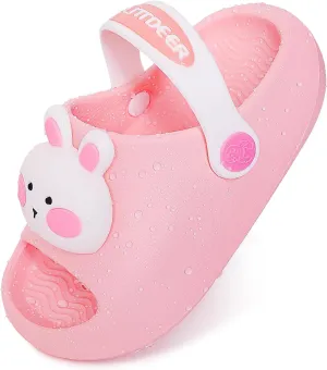 techcity Toddler Little Kids Slide Sandals Cute Summer Shower Beach Pool Slippers Thick Sole Slip On Sandals Water Shoes with Backstrap Boys Girls Clogs