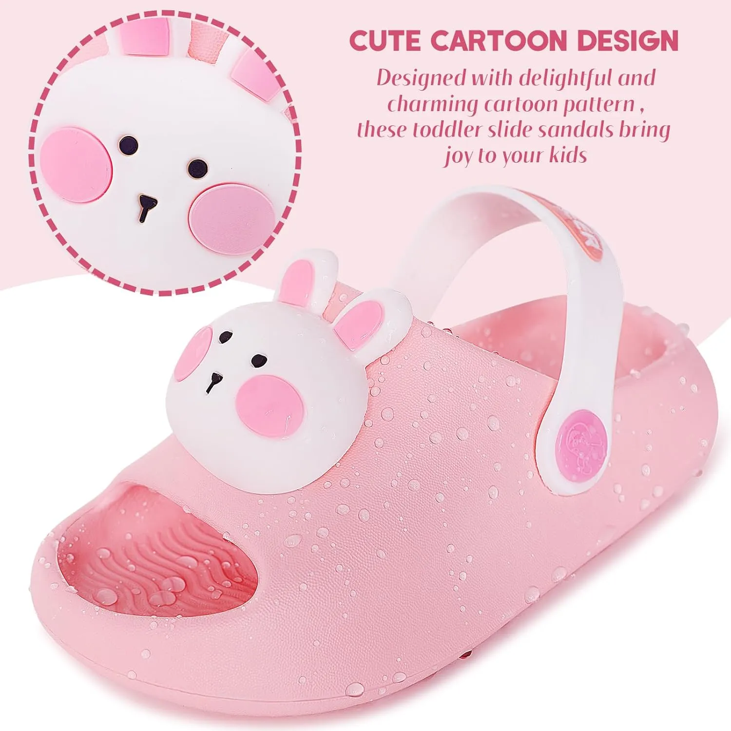 techcity Toddler Little Kids Slide Sandals Cute Summer Shower Beach Pool Slippers Thick Sole Slip On Sandals Water Shoes with Backstrap Boys Girls Clogs