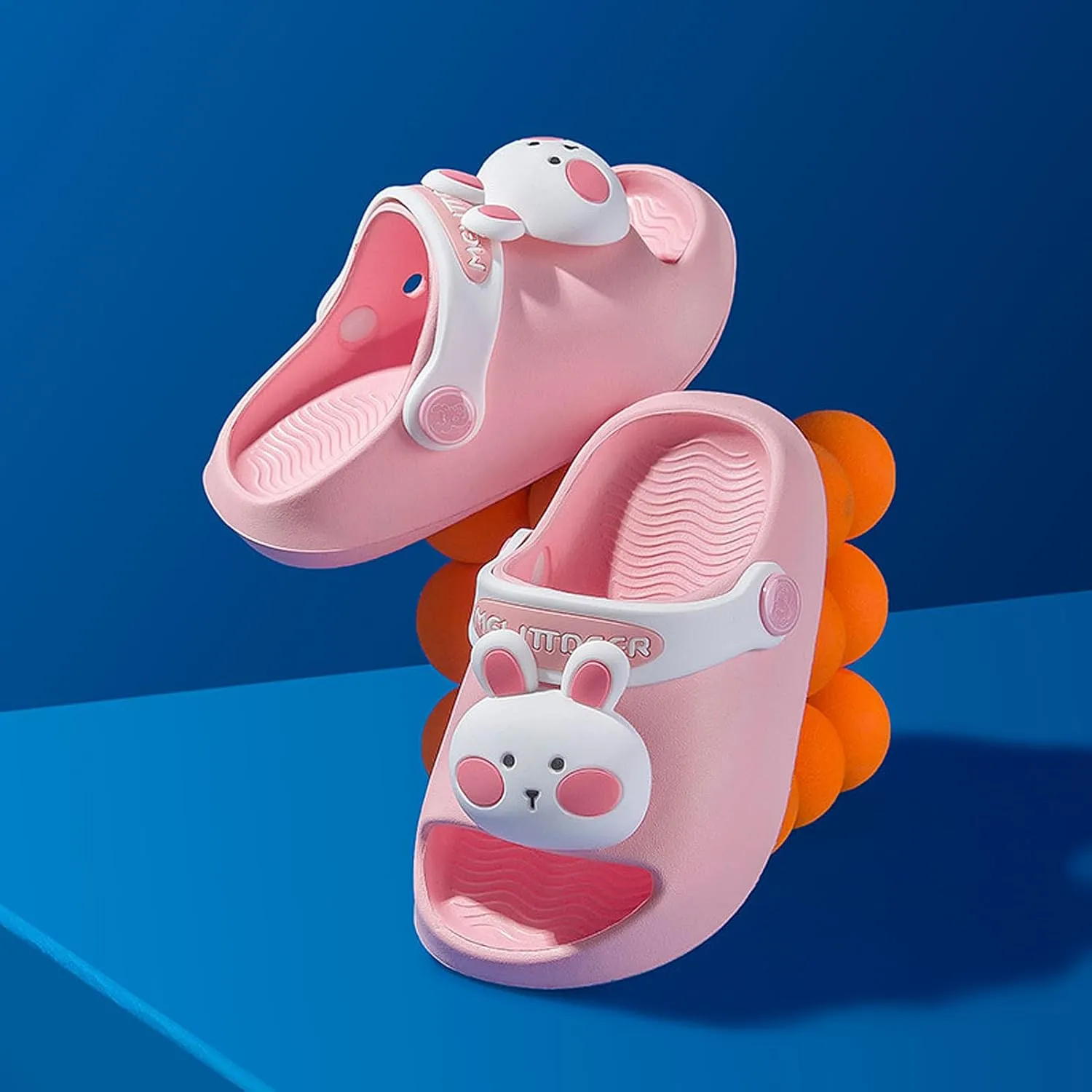 techcity Toddler Little Kids Slide Sandals Cute Summer Shower Beach Pool Slippers Thick Sole Slip On Sandals Water Shoes with Backstrap Boys Girls Clogs