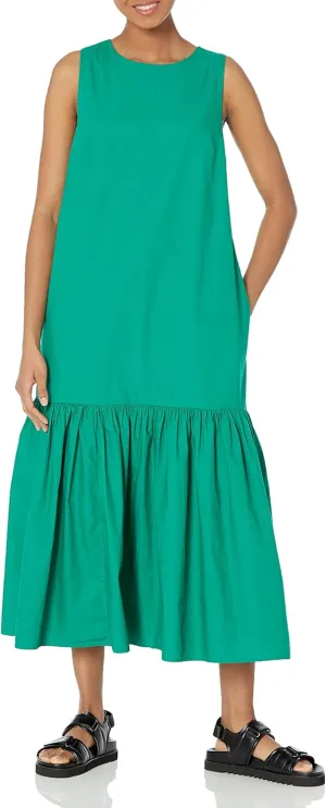 The Drop Women's Ilana Loose Sleeveless Wide-Hem Poplin Maxi Dress