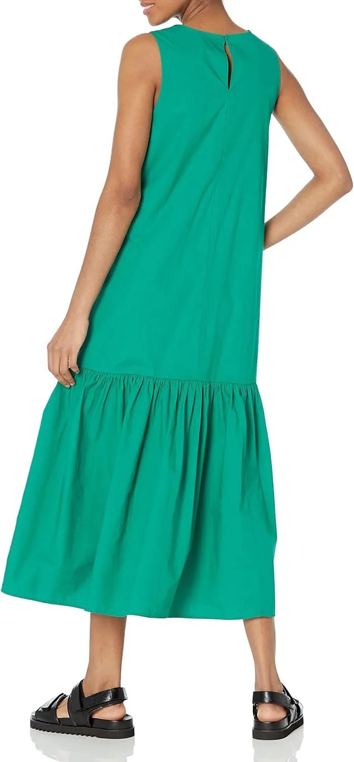 The Drop Women's Ilana Loose Sleeveless Wide-Hem Poplin Maxi Dress