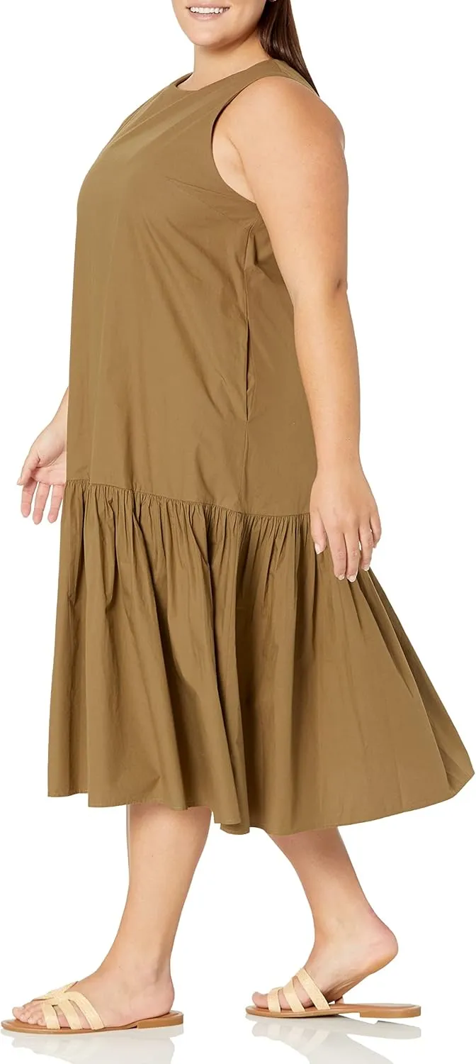 The Drop Women's Ilana Loose Sleeveless Wide-Hem Poplin Maxi Dress