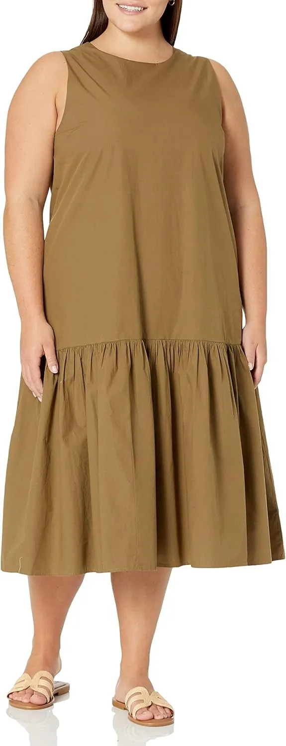 The Drop Women's Ilana Loose Sleeveless Wide-Hem Poplin Maxi Dress