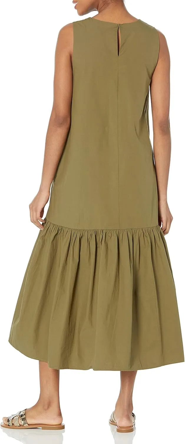 The Drop Women's Ilana Loose Sleeveless Wide-Hem Poplin Maxi Dress
