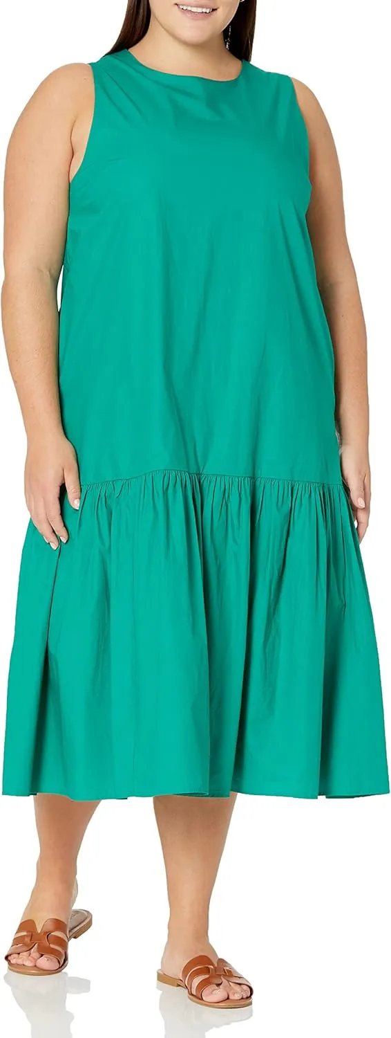 The Drop Women's Ilana Loose Sleeveless Wide-Hem Poplin Maxi Dress