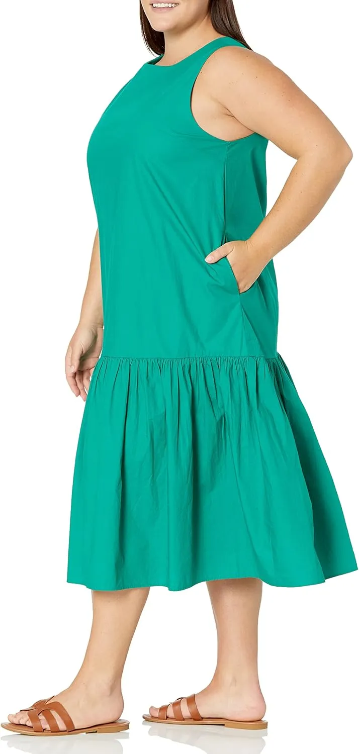 The Drop Women's Ilana Loose Sleeveless Wide-Hem Poplin Maxi Dress