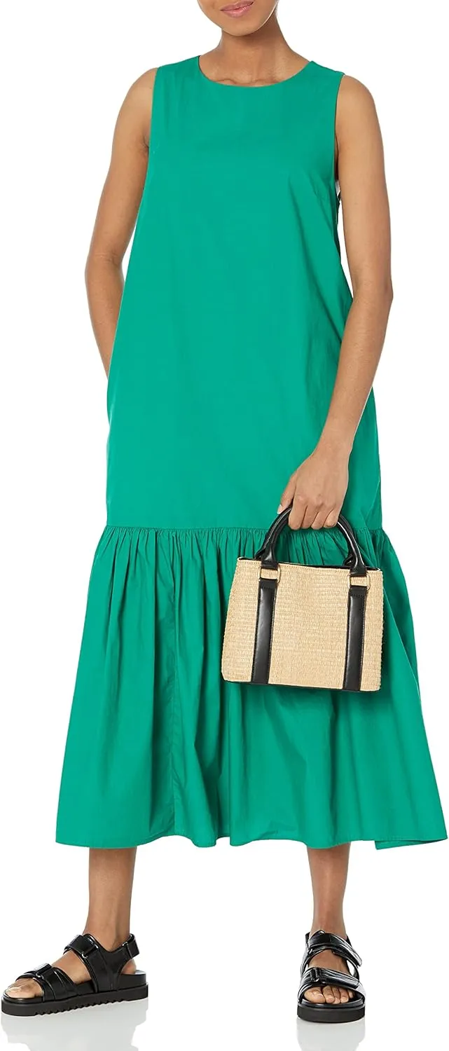 The Drop Women's Ilana Loose Sleeveless Wide-Hem Poplin Maxi Dress