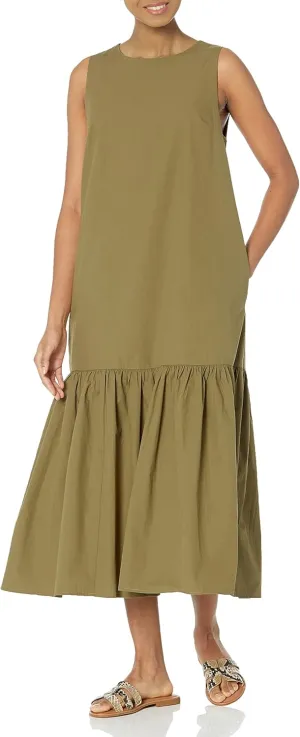 The Drop Women's Ilana Loose Sleeveless Wide-Hem Poplin Maxi Dress
