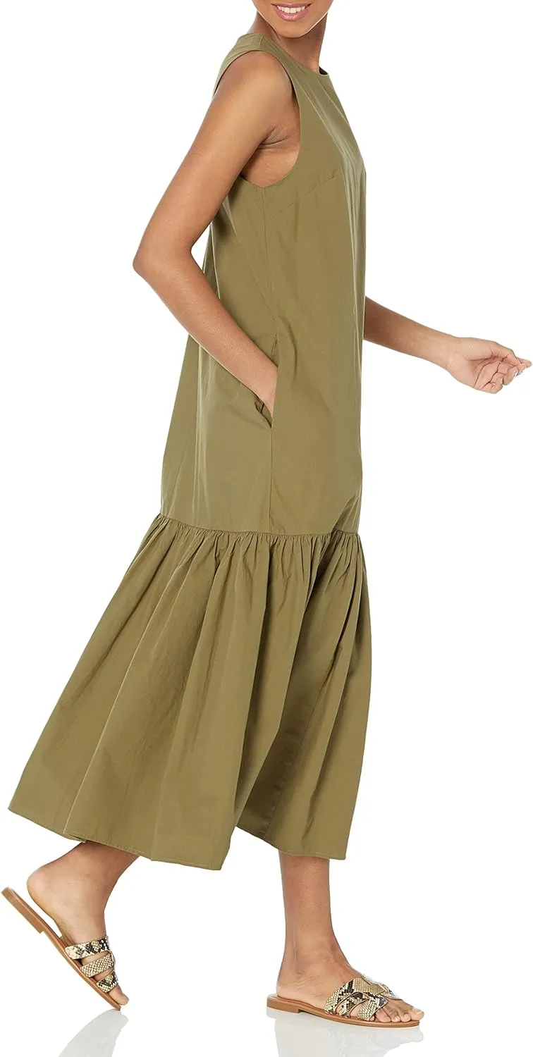 The Drop Women's Ilana Loose Sleeveless Wide-Hem Poplin Maxi Dress