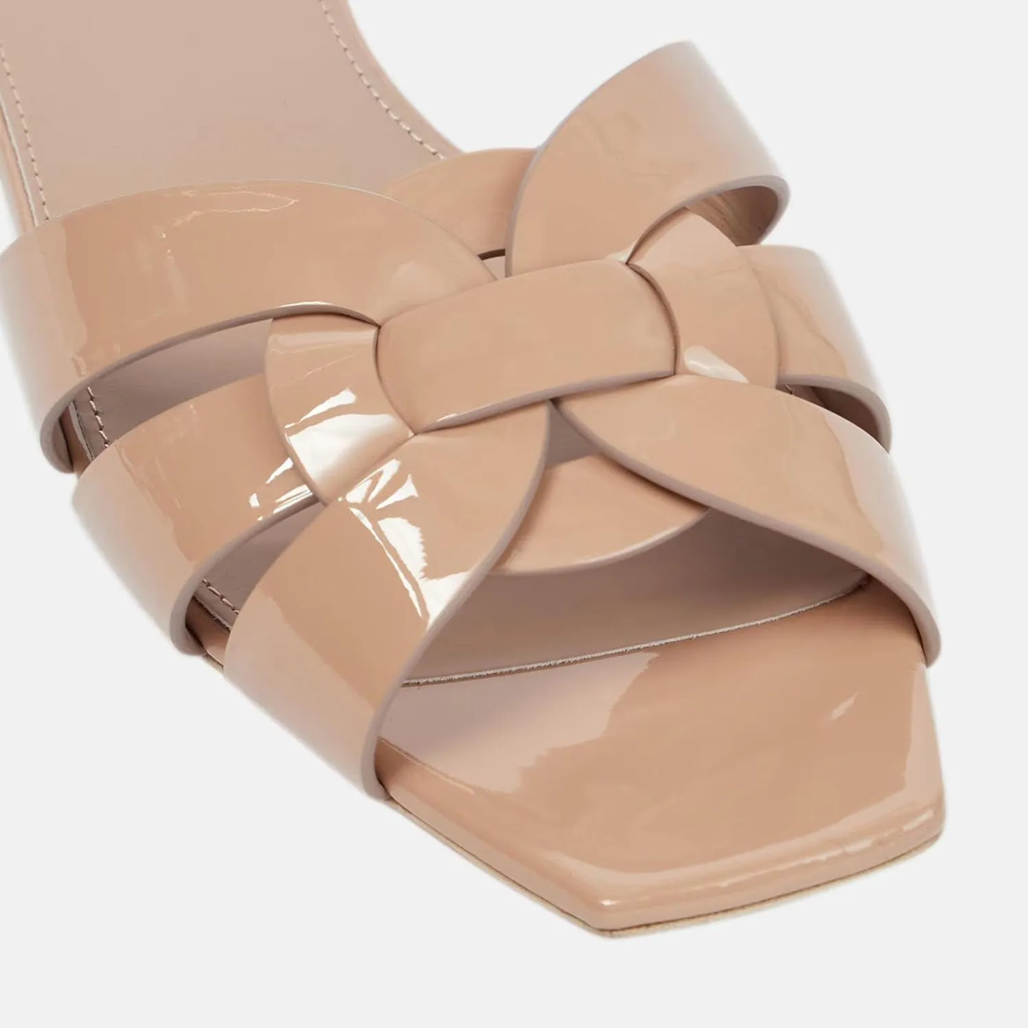 THESHY Women's Flat Sandals Square Toe Patent Leather Comfortable Slip on Slippers Casual Summer Dressy Beach Slide Sandals for Women
