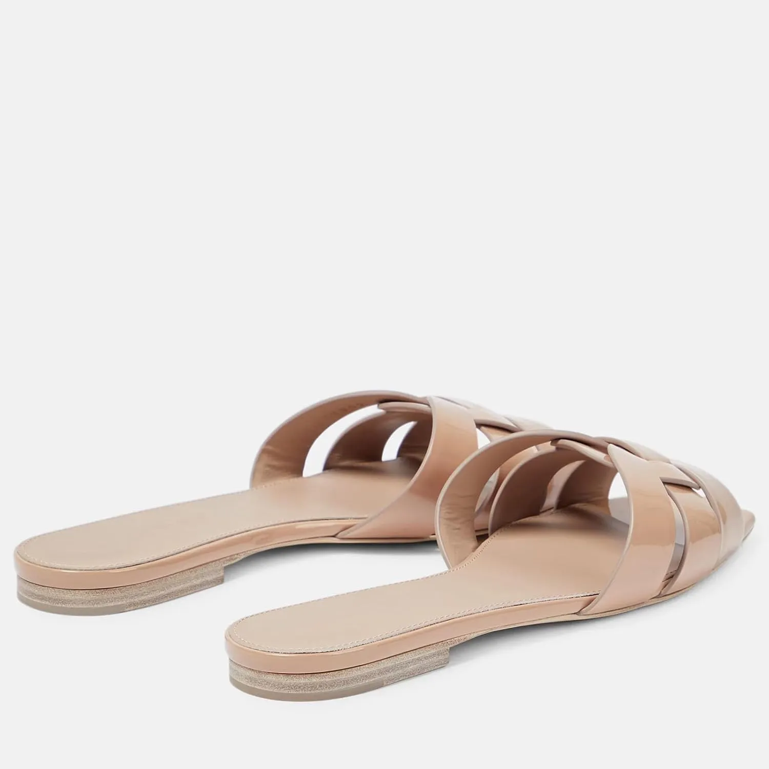 THESHY Women's Flat Sandals Square Toe Patent Leather Comfortable Slip on Slippers Casual Summer Dressy Beach Slide Sandals for Women