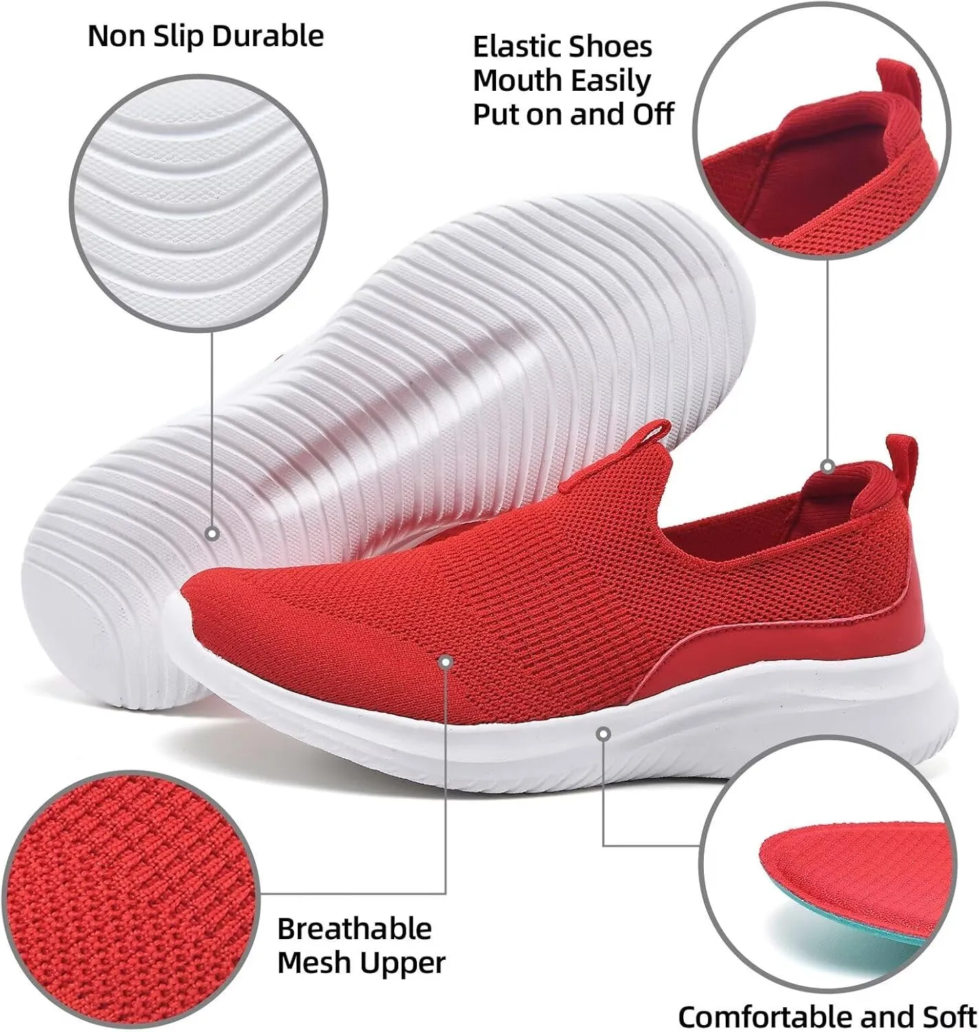 TIOSEBON Women's Walking Tennis Shoes Knit Slip on Mesh Comfortable Sneaker