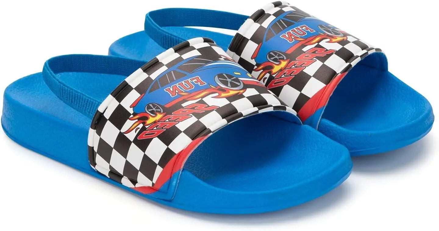 Toddler Slide Sandals Boys Girls Water Shoes Kids Slip On Sandal with Back Strap for Outdoor Summer Beach