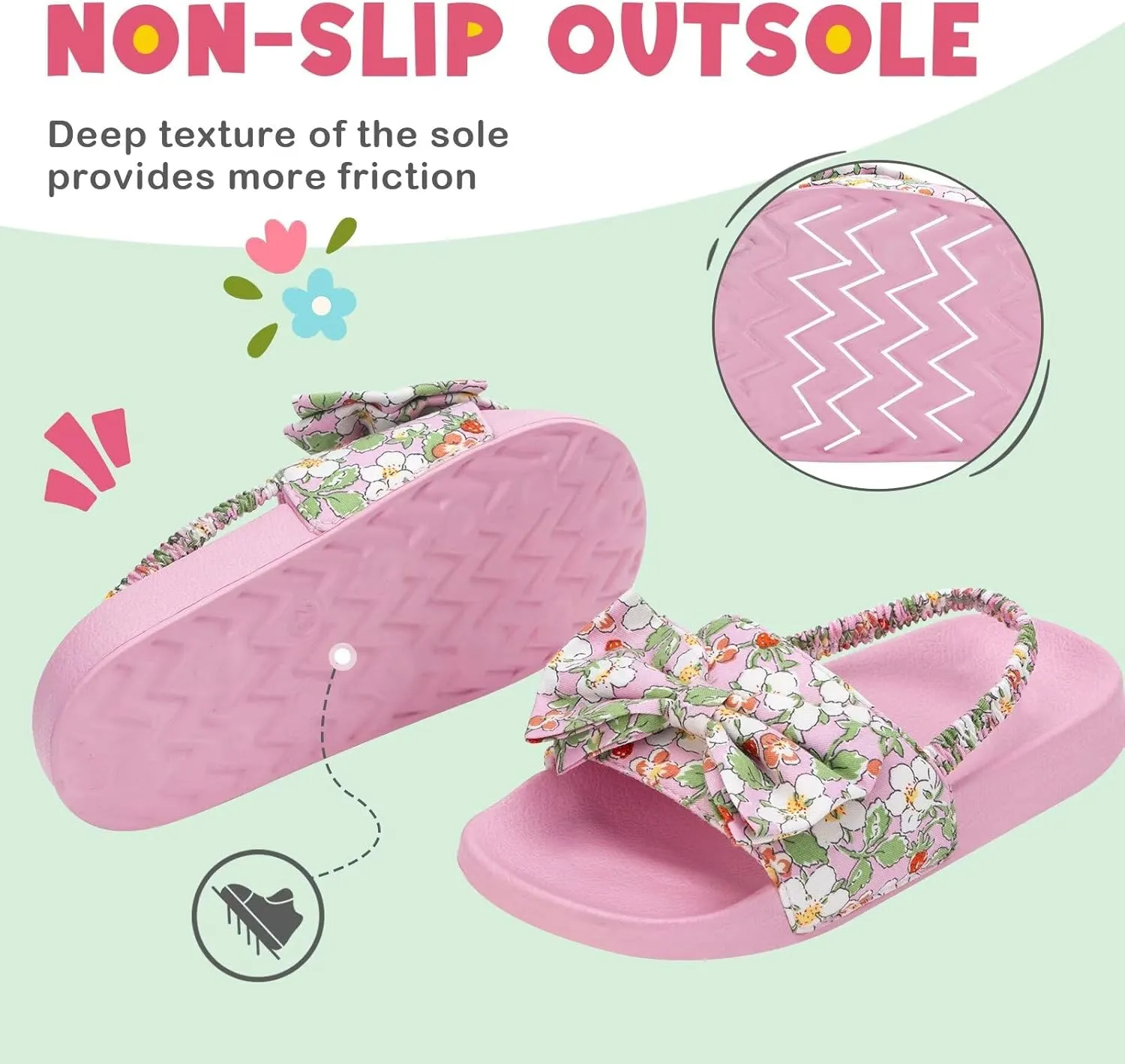 Toddler Slide Sandals Boys Girls Water Shoes Kids Slip On Sandal with Back Strap for Outdoor Summer Beach