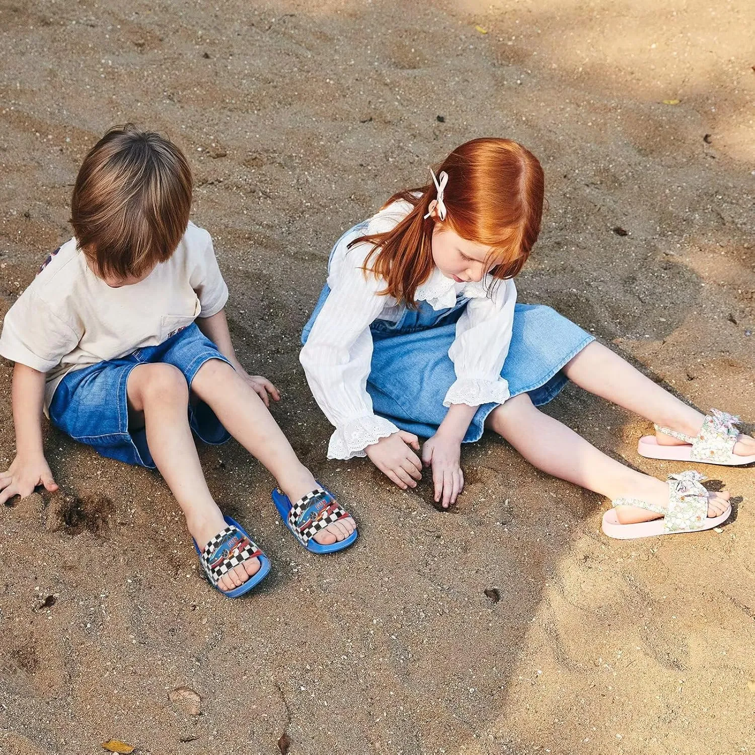 Toddler Slide Sandals Boys Girls Water Shoes Kids Slip On Sandal with Back Strap for Outdoor Summer Beach