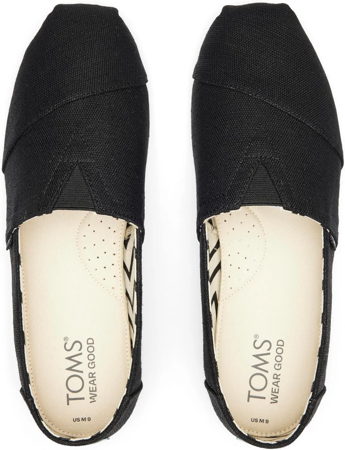TOMS Men's Alpargata Slip-On Loafer Eco-Friendly Recycled Cotton Canvas, Elastic Gore, Rubber Sole
