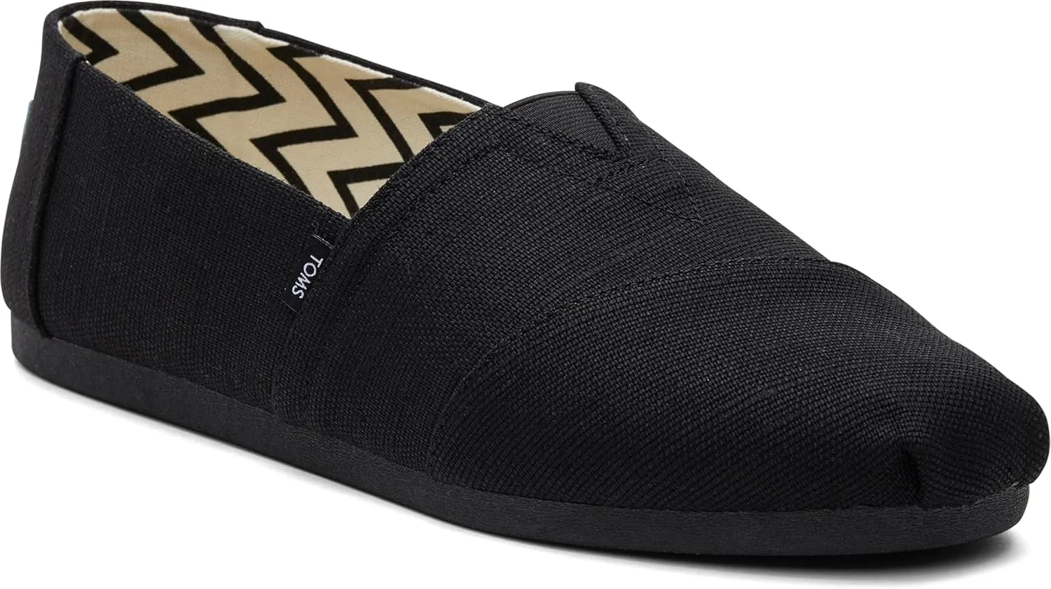 TOMS Men's Alpargata Slip-On Loafer Eco-Friendly Recycled Cotton Canvas, Elastic Gore, Rubber Sole